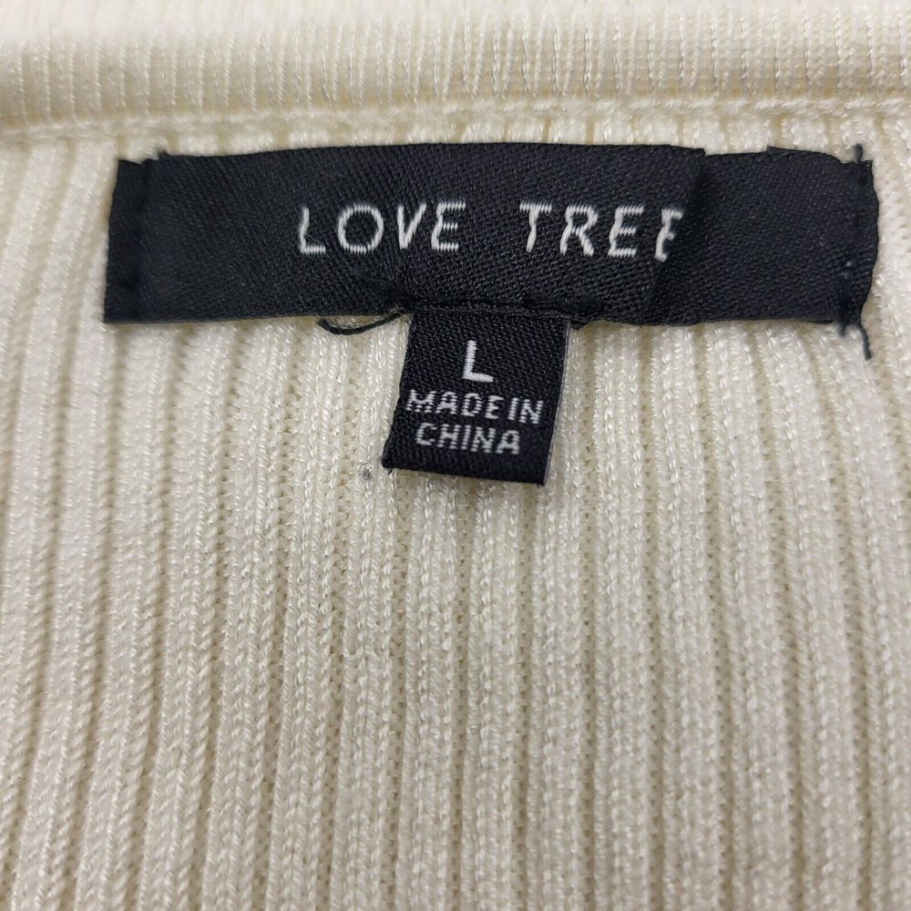 Love Tree Off White Ribbed‎ Long Sleeve Neck Body Suit Size Large Snap Closer - Picture 5 of 8